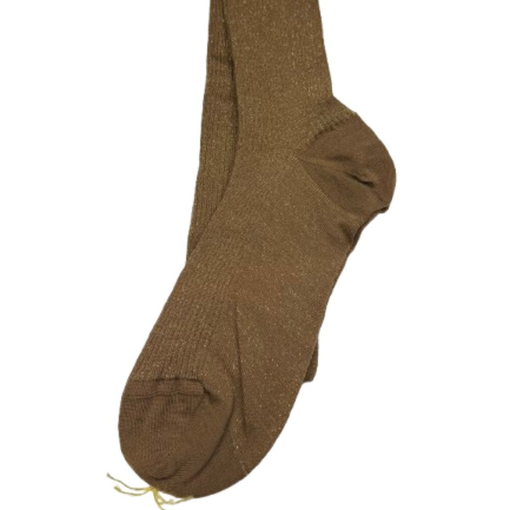 Bresciani 1970 Woman Italian Thigh High Light Brown Glittery Socks New W/Tags
